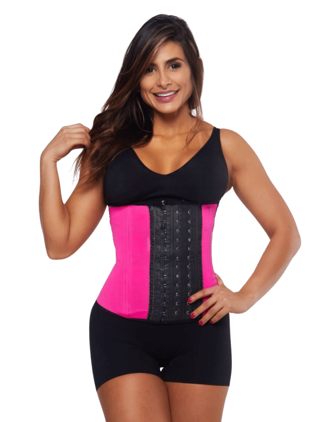 Long torso waist trainer. Daily use waist cincher. Back and posture support. Waist shaper. tight waist. Curves Workout waist trainer. adjustable comfort level. Most comfortable waist trainer. Black latex waist cincher. Slim waist. waist shaper. Made in colombia. Pink
