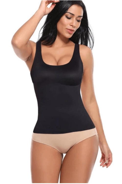 Seamless Ribbed Waist Cinching Bodysuit with Square Neckline