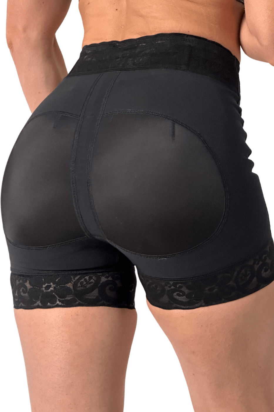 Comfortable High Waist Butt Lifting Women Shorts, Slim Fit Gray Blue Tummy  Control