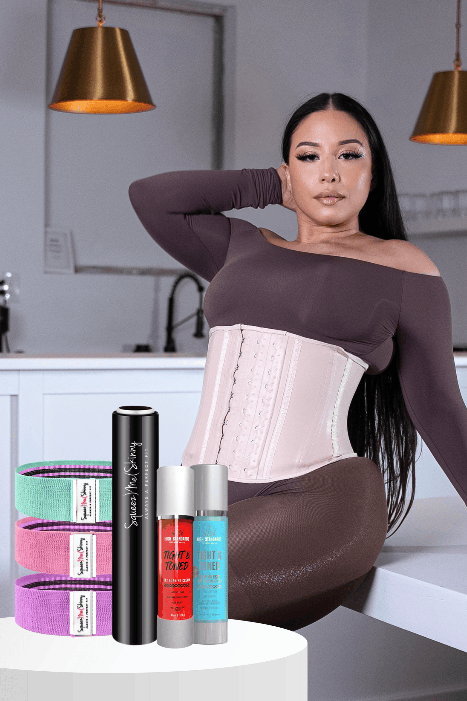 SqueezMeSkinny 12" Nude Latex (long torso) / 2XS 12" New Year New Me. Max Curves Package