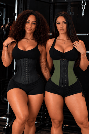 SqueezMeSkinny1 Activewear Olive / Black / 3XS 12" Pro Package. Get 2 Waist Trainers