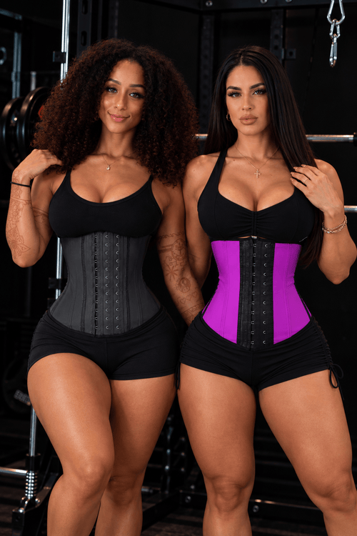 SqueezMeSkinny1 Activewear Purple / Black / 3XS 12" Pro Package. Get 2 Waist Trainers
