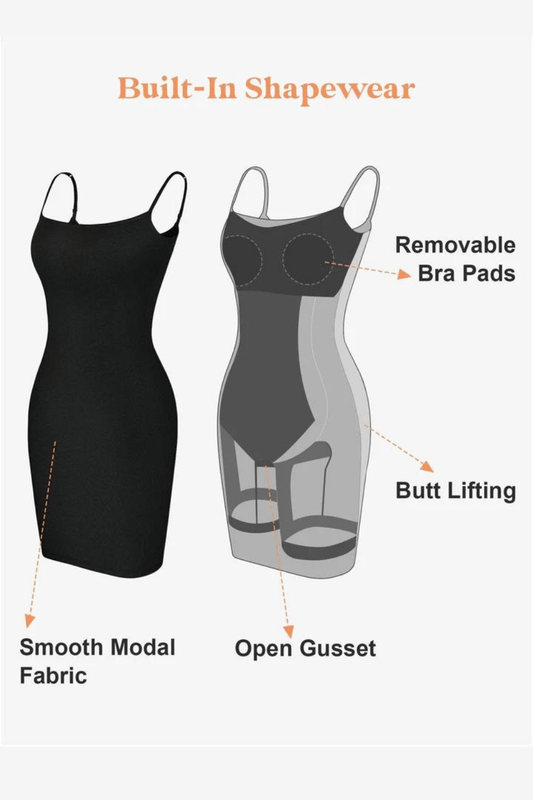 Long Sleeve Body Shaper Dress Bodycon MaxiMini Built In Shapewear