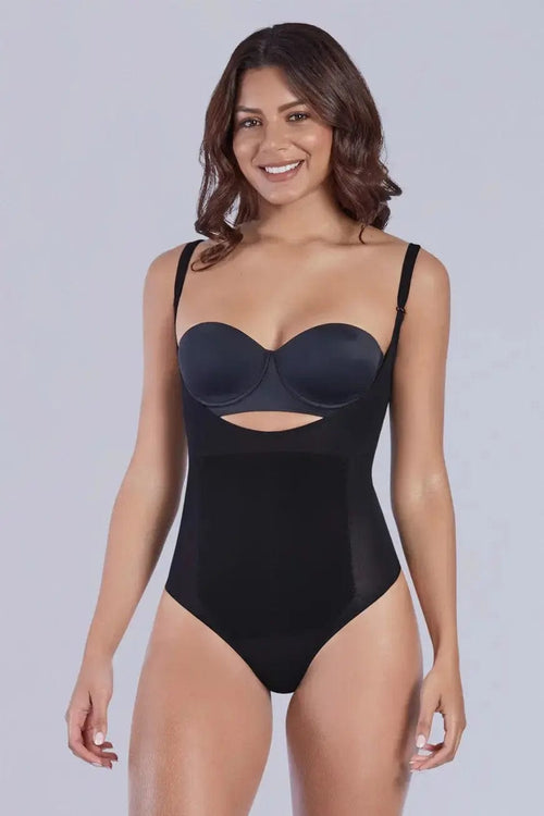 Curveez Shapewear Black / S SHAPERLOVE Thermal Open Bust Thong Bodysuit