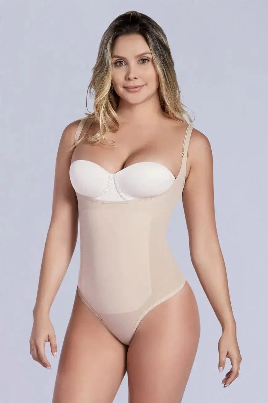 Curveez Shapewear Nude / S SHAPERLOVE Thermal Open Bust Thong Bodysuit