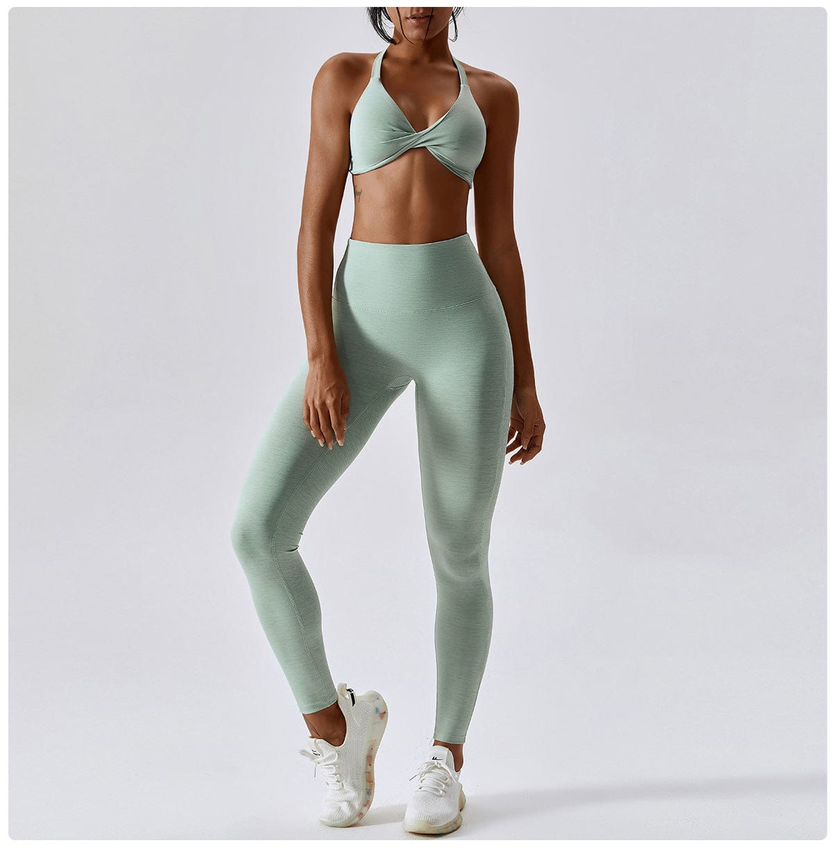 SqueezMeSkinny Light Green / S Quick Drying Fitness Activewear with Scrunch Hip Up Leggings