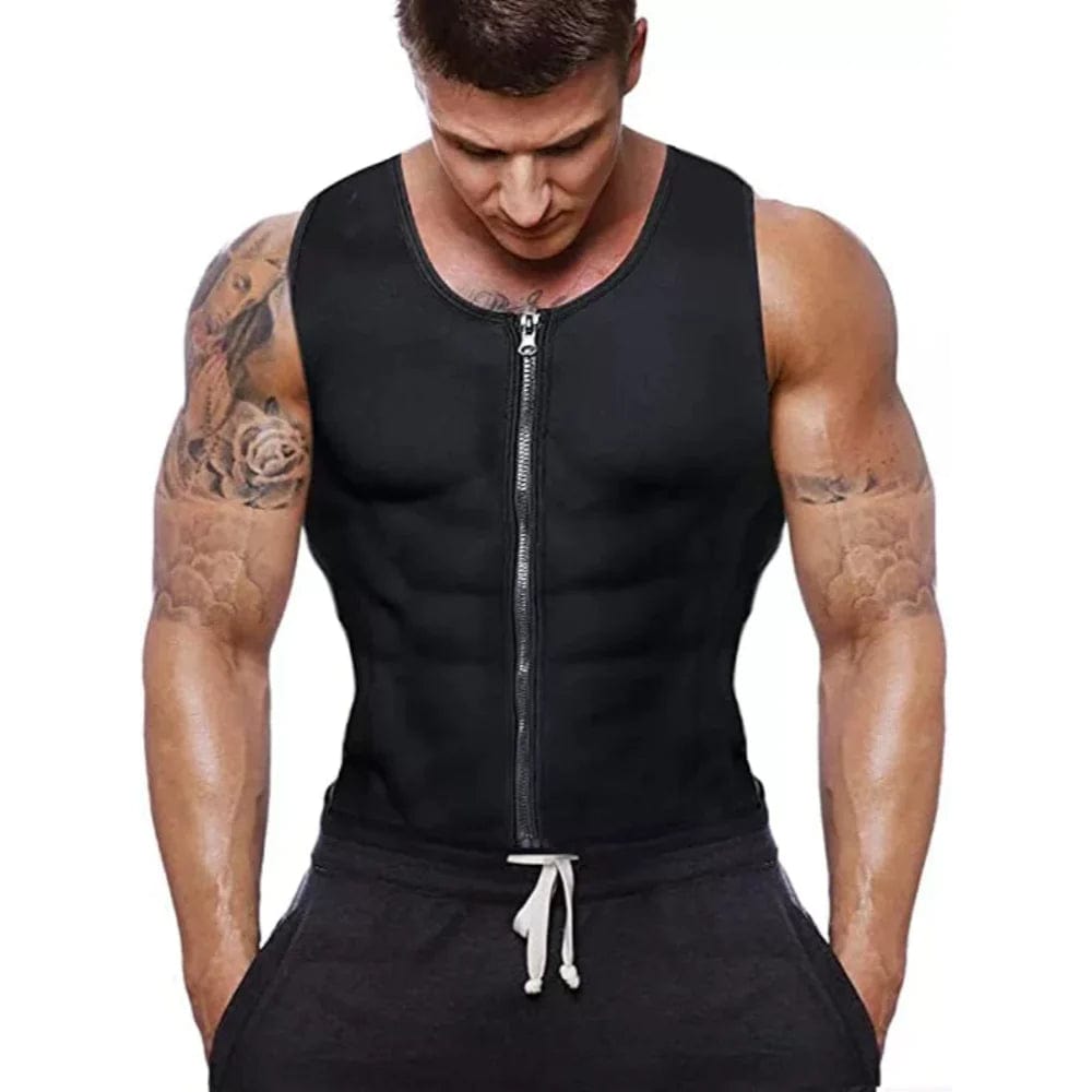 Men Body Shaper Elastic Sweat Sauna Waist Trainer Vest Zipper