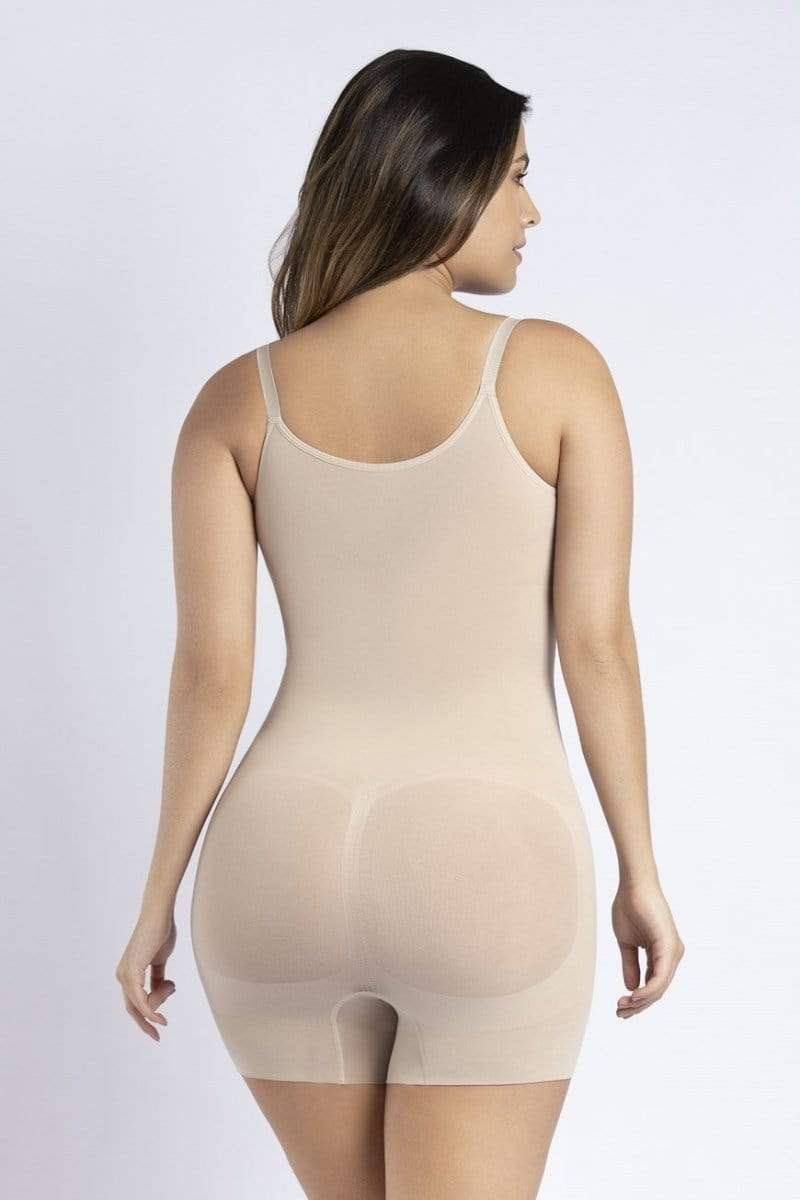 CURVEEZ Mid-Thigh Bodysuit Tummy Control Compression Shapewear for